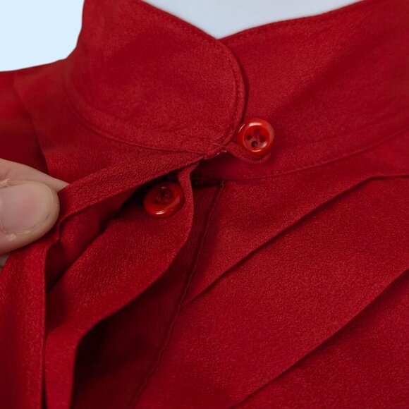 Vintage Elite International Red Pleated Blouse - Picture 4 of 8